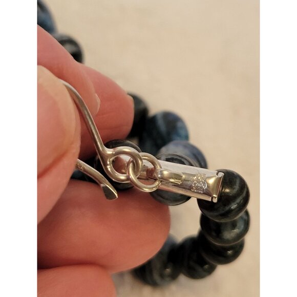 DRT Desert Rose Trading Necklace Three-Strand Blue Agate Beads & 925 Sterling - Picture 6 of 8